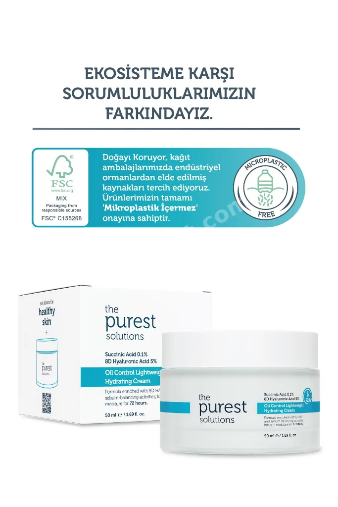 72 Saat Etkili Sebum Dengeleyici Su Bazlı Günlük Nemlendirici Krem 50ml