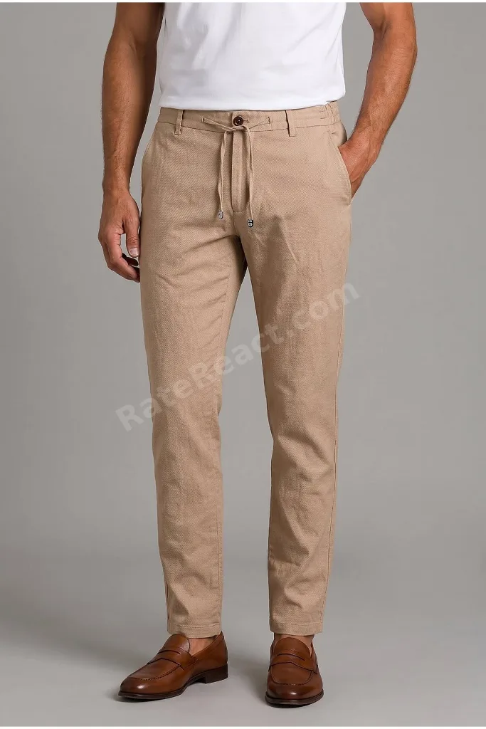 Bej Jogger İpli Spor Pantolon