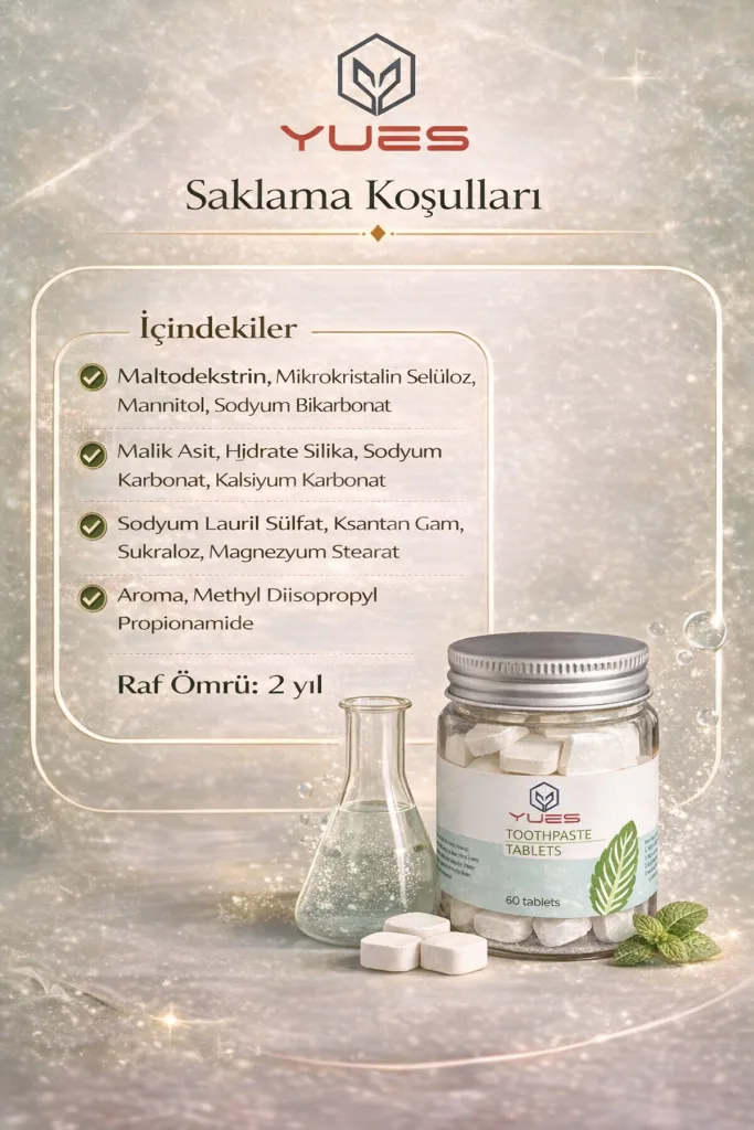 Diş Macunu Tablet 60 Tablet - Taşınabilir, Köpüren, Ağız Temizliği ve Koku Giderici