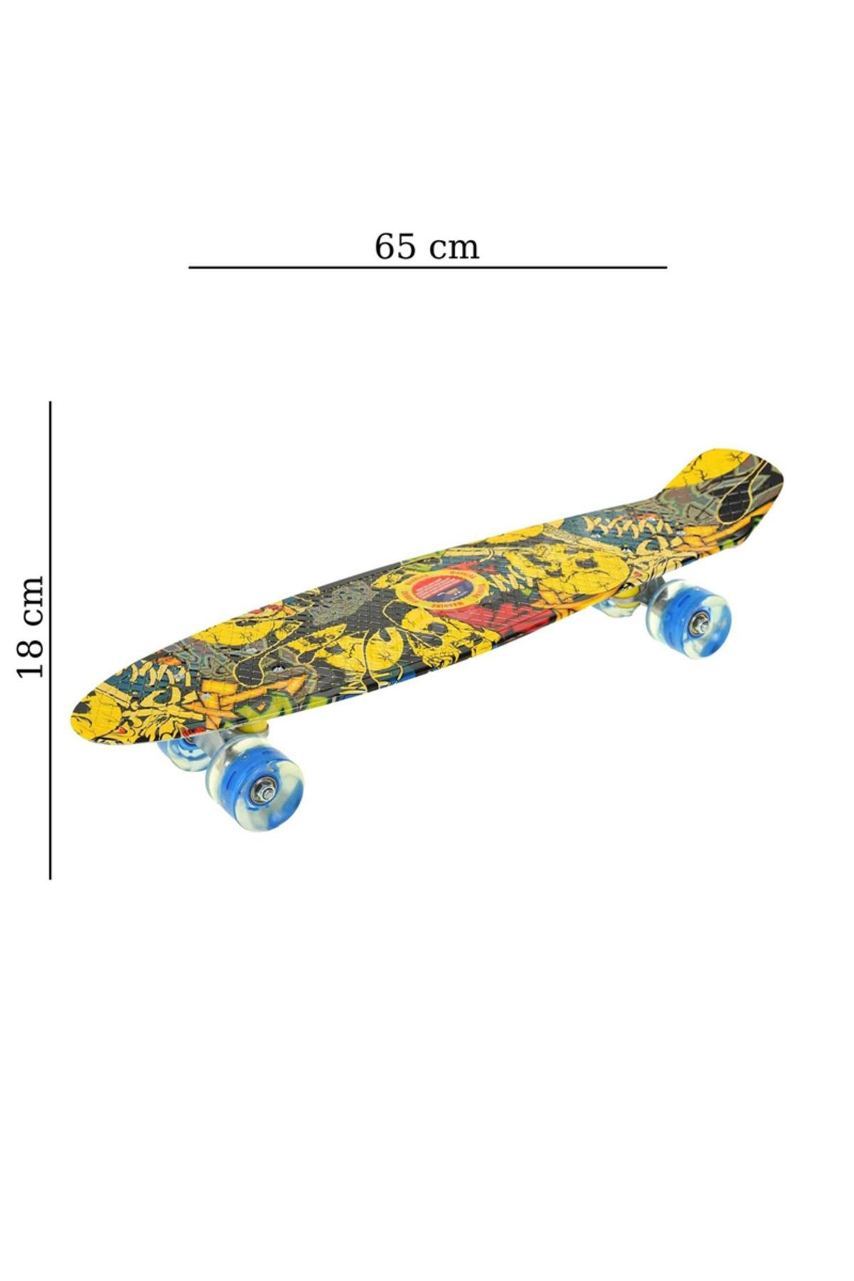 65 Cm Işıklı Silikon Teker Kaykay Resimli