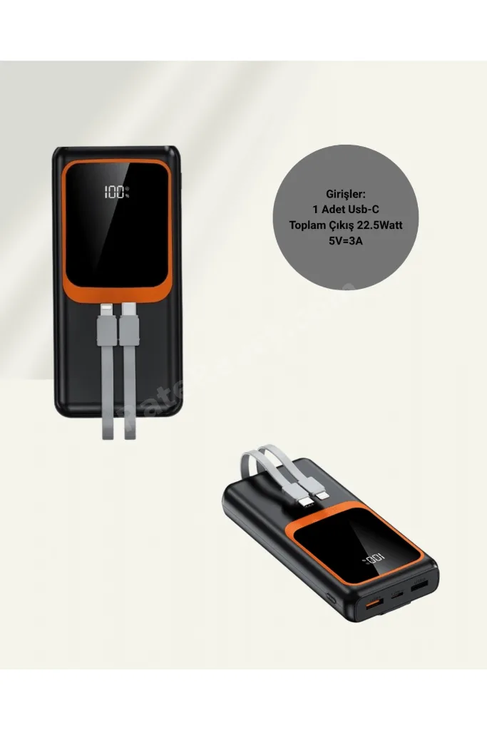 ACONCEPT Dijital Ekranlı 20.000 mAh Powerbank | 22.5W Hızlı Şarj + Çoklu (32300) Bağlantı Seçeneği