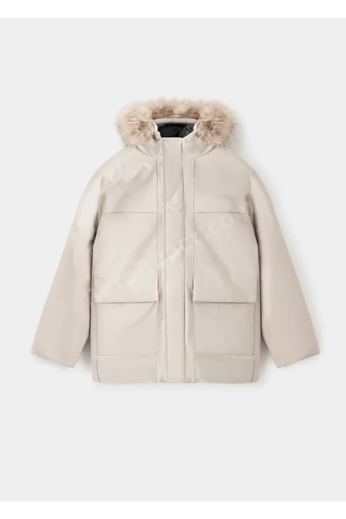 Kapüşonu suni kürklü anorak