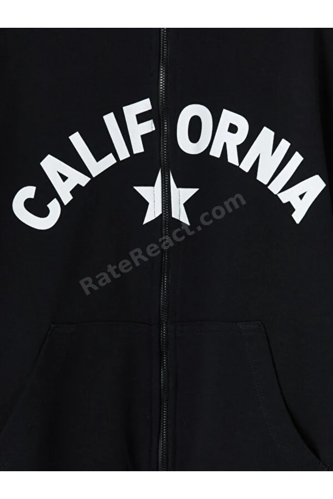 Shining Store'dan Işıltılı Seçimler California Baskılı Kız Çocuk Kalın Fermuarlı Sweatshirt