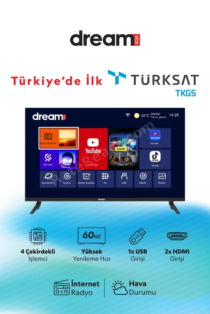 32DSE100 - 32" 82 Ekran Uydu Alıcılı Smart Wifi HD Led TV