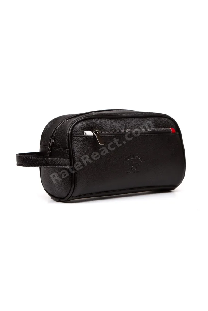 Erkek Deri Portföy Clutch Traş Kozmetik Bakım Ve Günlük El Çantası (14X24CM) - Siyah