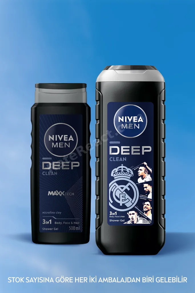 MEN Erkek Deep Clean Banyo Ve Duş Jeli 500ml, Vücut Saç Yüz İçin, Erkeksi Koku, Lif Hediyeli