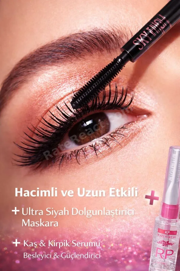 ULTRA HACİM VE DOLGUN KİRPİKLER İÇİN PREMİUM MASKARA ( KAŞ VE KİRPİK SERUMU HEDİYELİ )