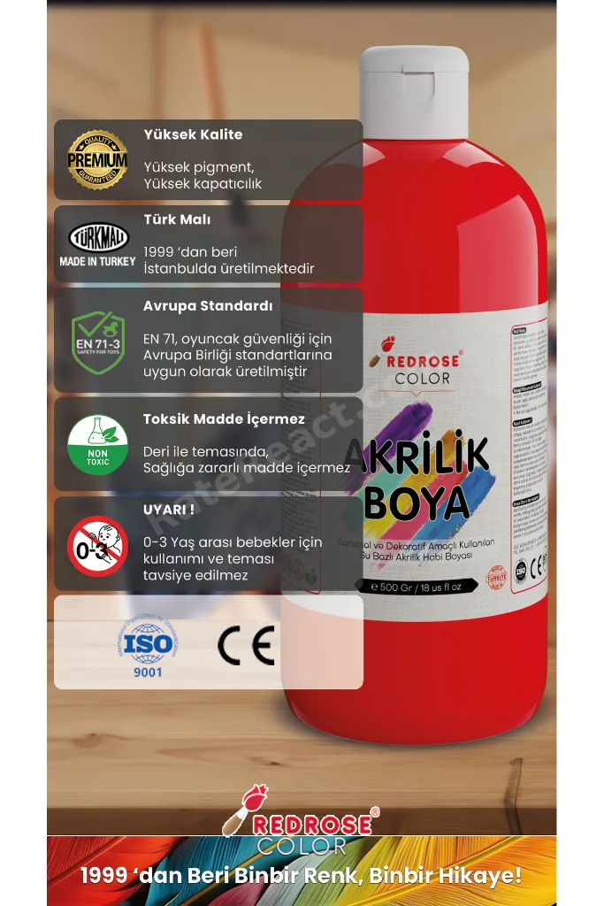 Pastel Renkler Akrilik Boya 12'li Set 12x250gr, Dekoratif Hobi Amaçlı Sanatsal Canlı Renkler