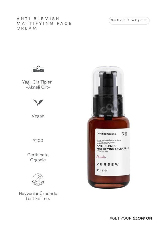 Organik Anti Blemish Akne / Leke İzi Giderici Matlaştırıcı Yüz Kremi 50 ml