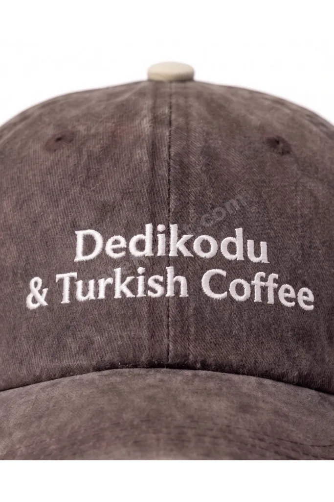 ''Dedikodu & Turkish Coffee'' Nakışlı Yıkamalı Şapka / ''Dedikodu & Türk Kahvesi'' İşlemeli Washed Baseball Cap
