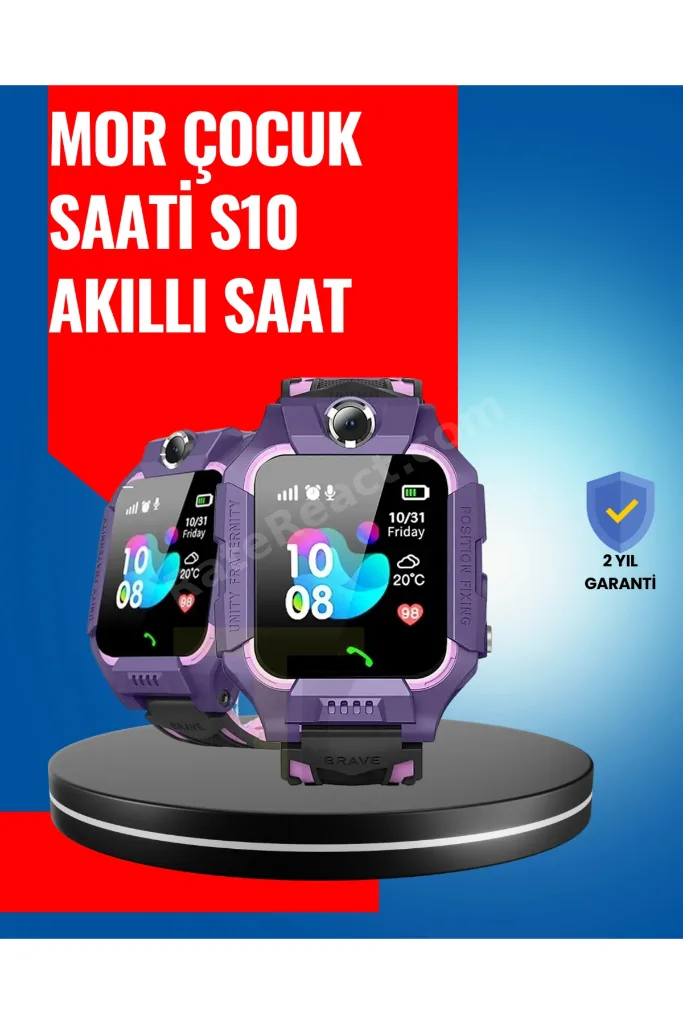 S10 Mor Akıllı Çocuk Saati Geçmiş Konum ve Acil Durum Uyarılı