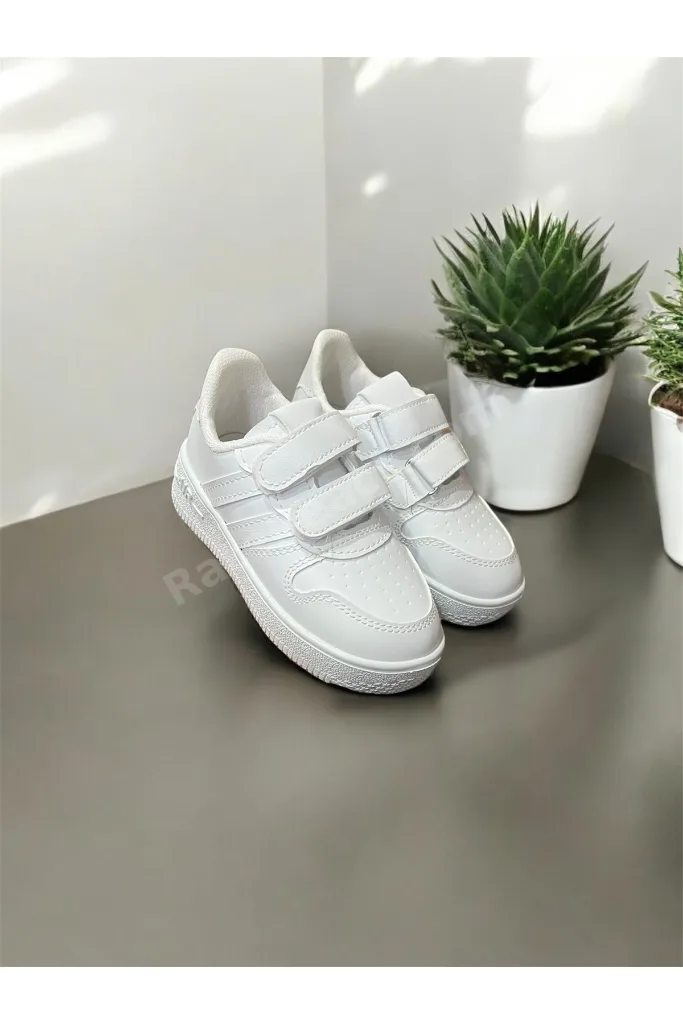 Unisex Beyaz Cırtlı Spor Ayakkabı Rahat Snekars