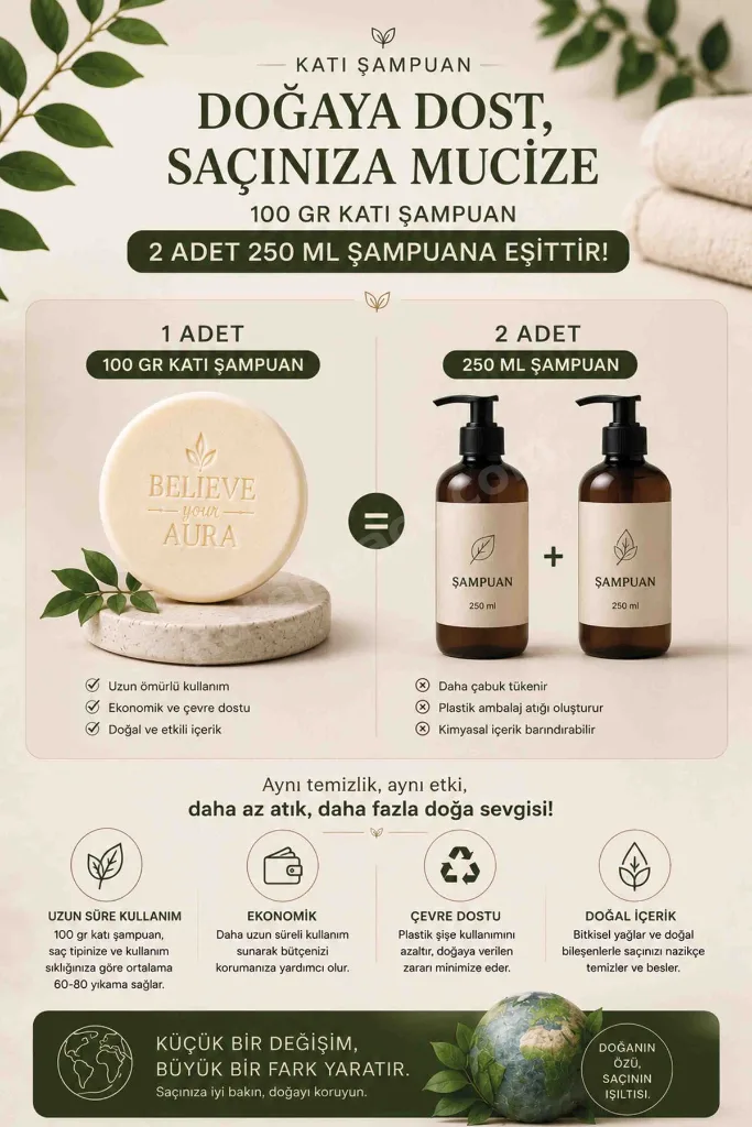Derin Nemlendirici Yumuşatıcı Katı Şampuan - Kuru ve Kepekli Saçlar İçin Argan Yağı Aloe Vera E-Vitamini Provitamin B5 - 100 gr