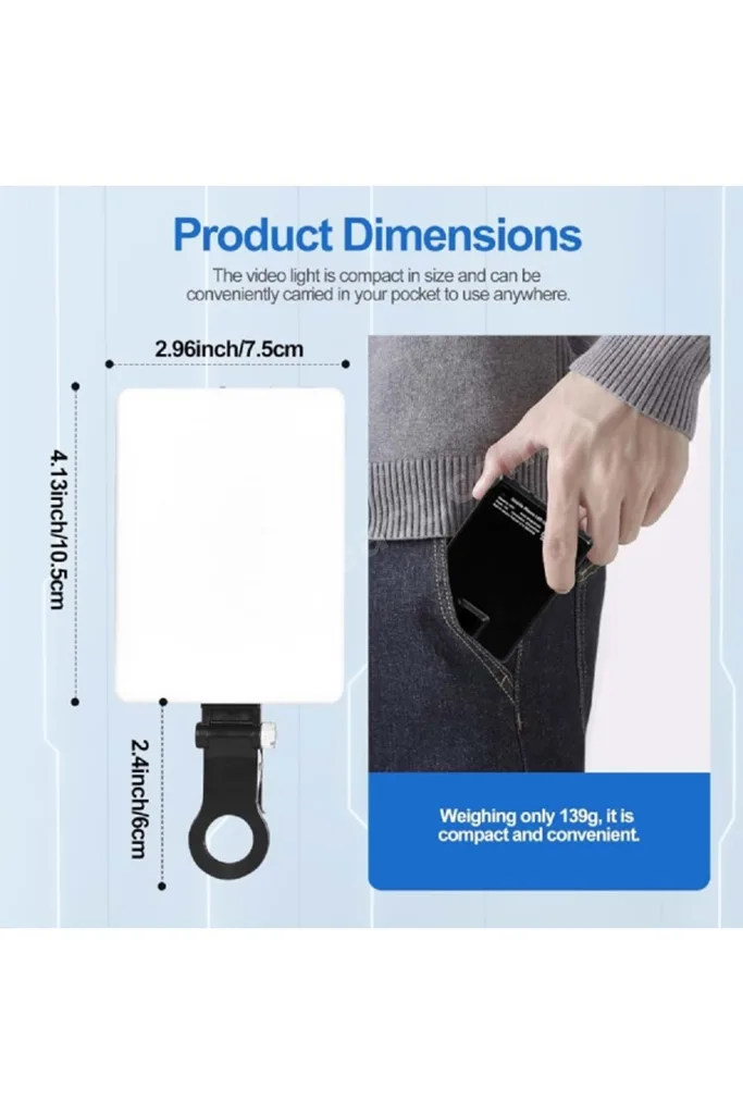 Led 60 Mini Klipsli Foto Kamera Işığı Cep Telefonu Led Işık Selfie Işık Şarj Edilebilir