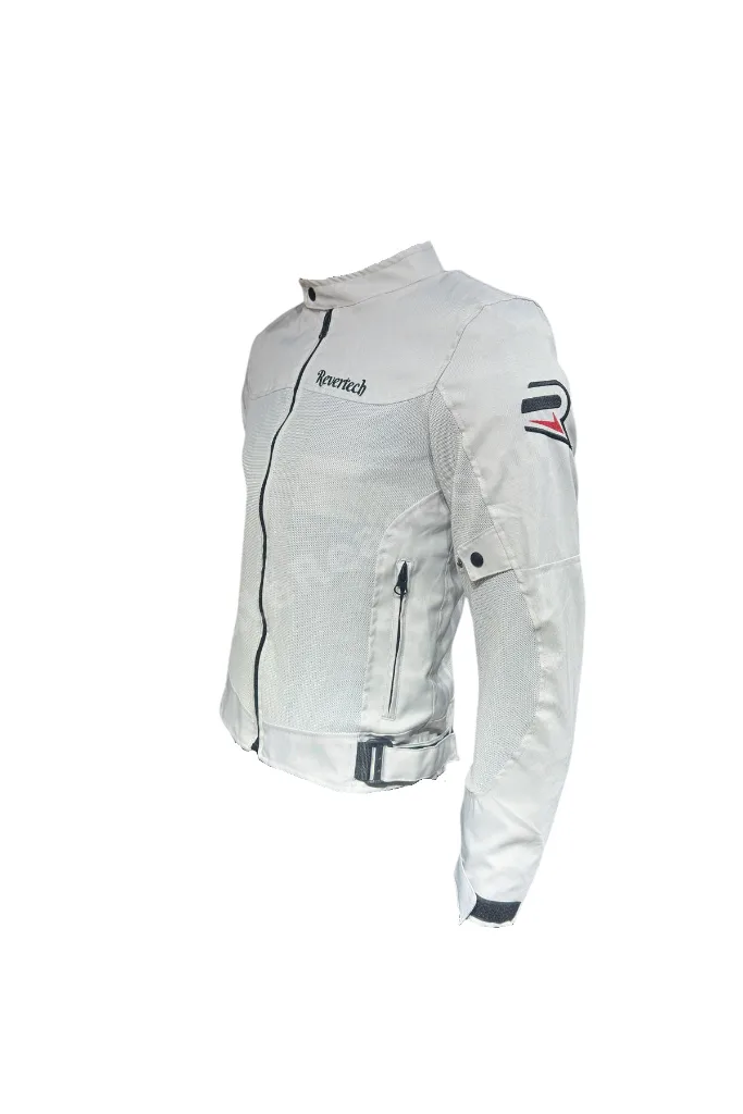 Beyaz Yazlık Fileli Motosiklet Montu CE Korumalı Nefes Alan Hafif Mont + Buff ve Anahtarlık Hediyeli
