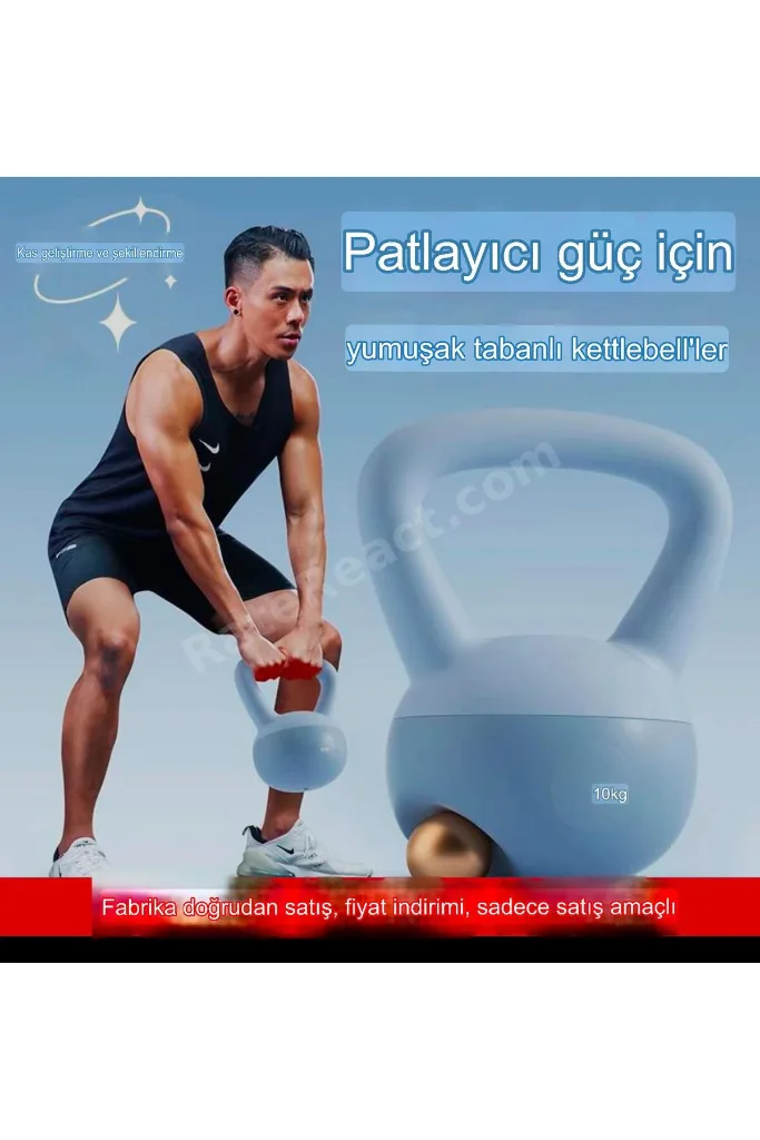 10 Kg Soft Kettlebell Yumuşak Tabanlı Metal Kumlu Ses Yapmaz Darbeye Dayanıklı