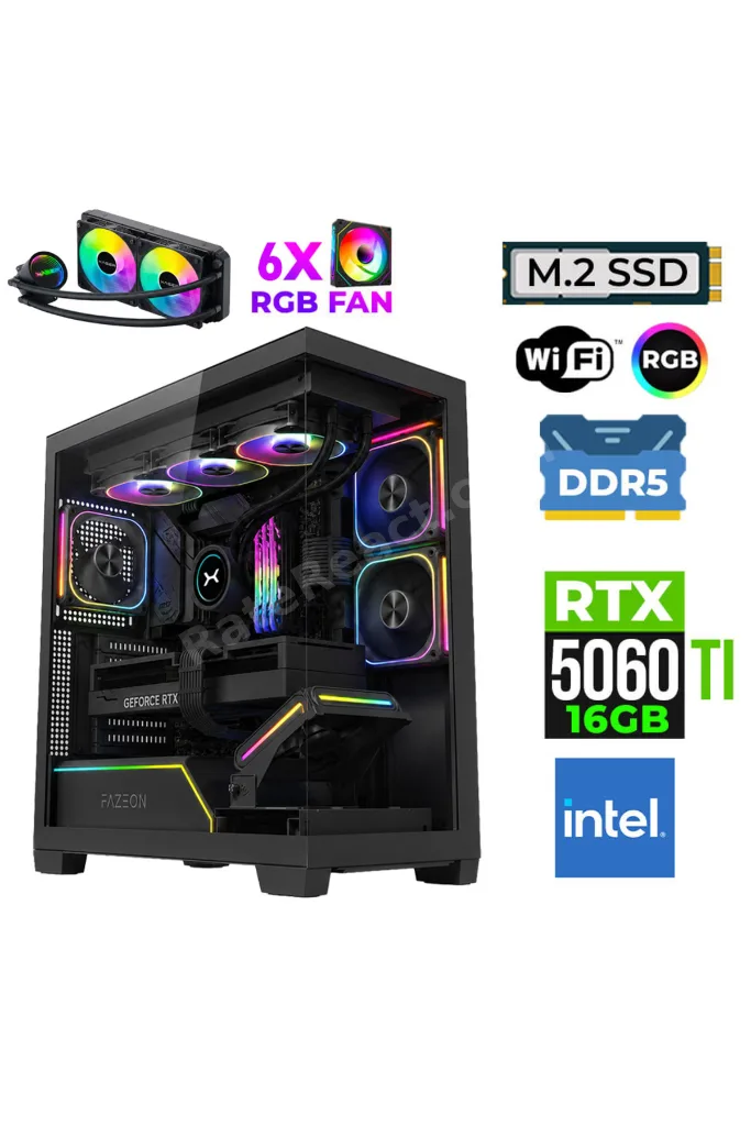 Fade X270 Intel i7 14700F 32GB DDR5 Ram 1TB M.2 NVMe SSD 16GB RTX5060Ti Sıvı Soğutmalı Oyuncu