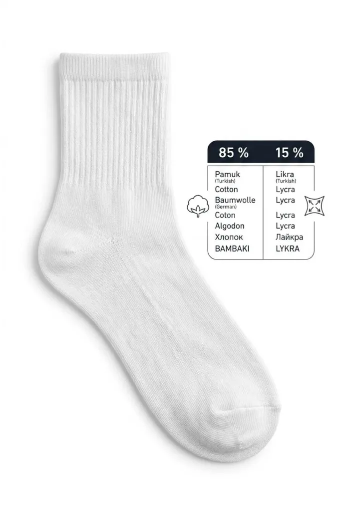 12 Li Pamuklu Ribanalı Yarım Konç Konfor Çorabı - Pamuk & Likralı -Unisex