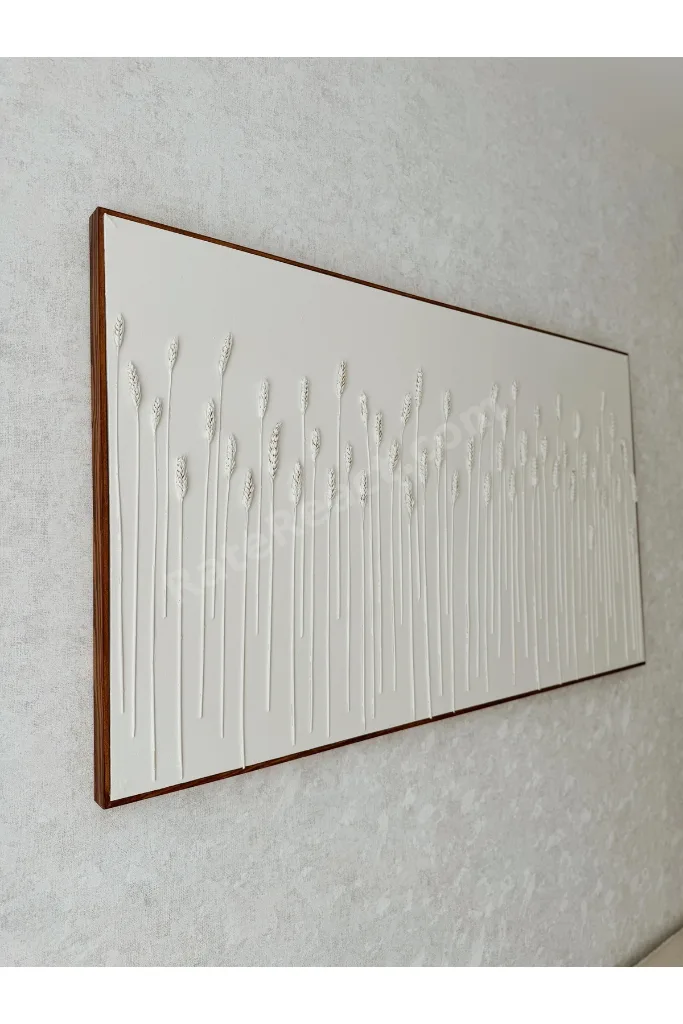 Başak Dokulu Tablo 3 Boyutlu Tablo İskandinav Tablo Minimalist Tablo El Yapımı Tablo Doku Sanatı