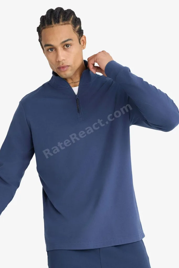 Standart Fit Dik Yaka Yarım Fermuarlı Polar Sporcu Sweatshirt F2302AX25WN