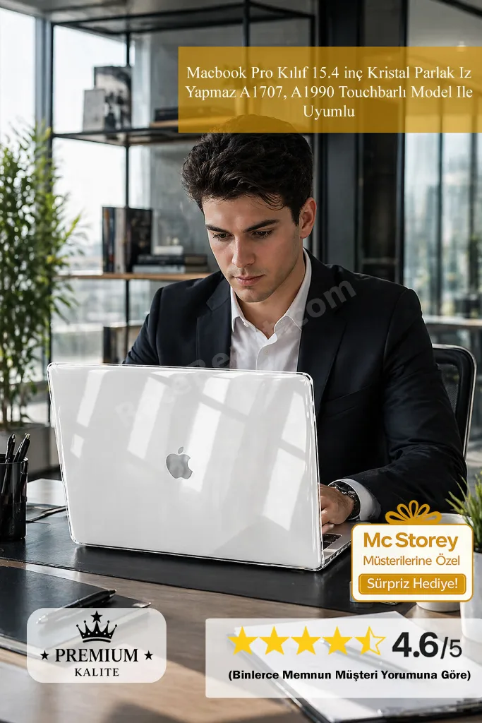 Macbook Pro Kılıf 15.4 inç Kristal Parlak Iz Yapmaz A1707, A1990 Touchbarlı Model Ile Uyumlu