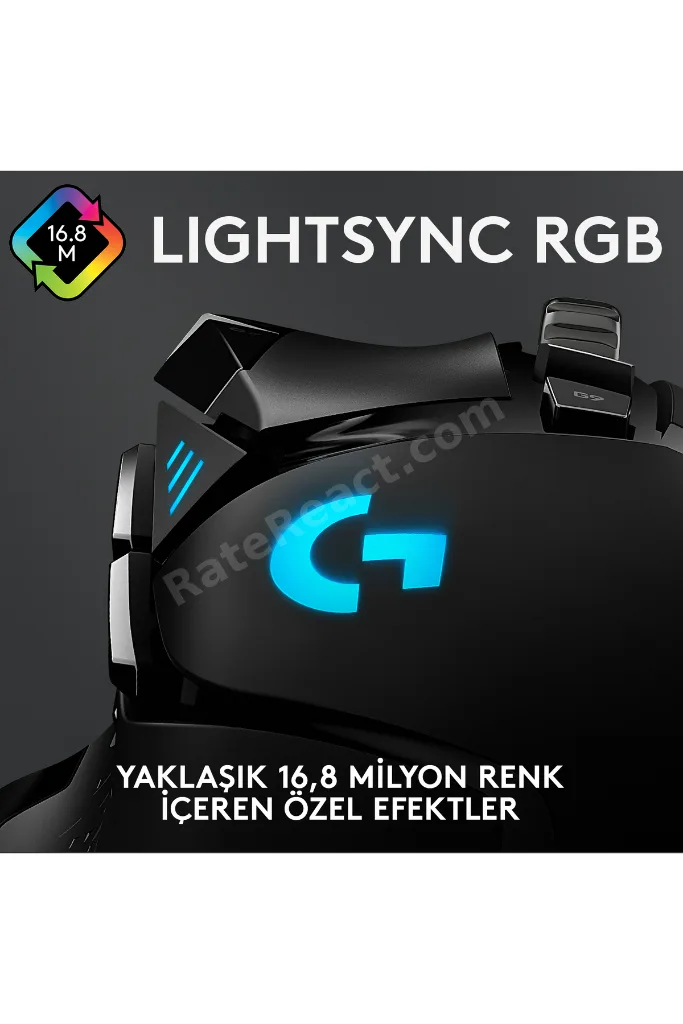 G G502 HERO LIGHTSYNC 25.600 DPI Yüksek Performanslı Kablolu Oyuncu Mouse - Siyah