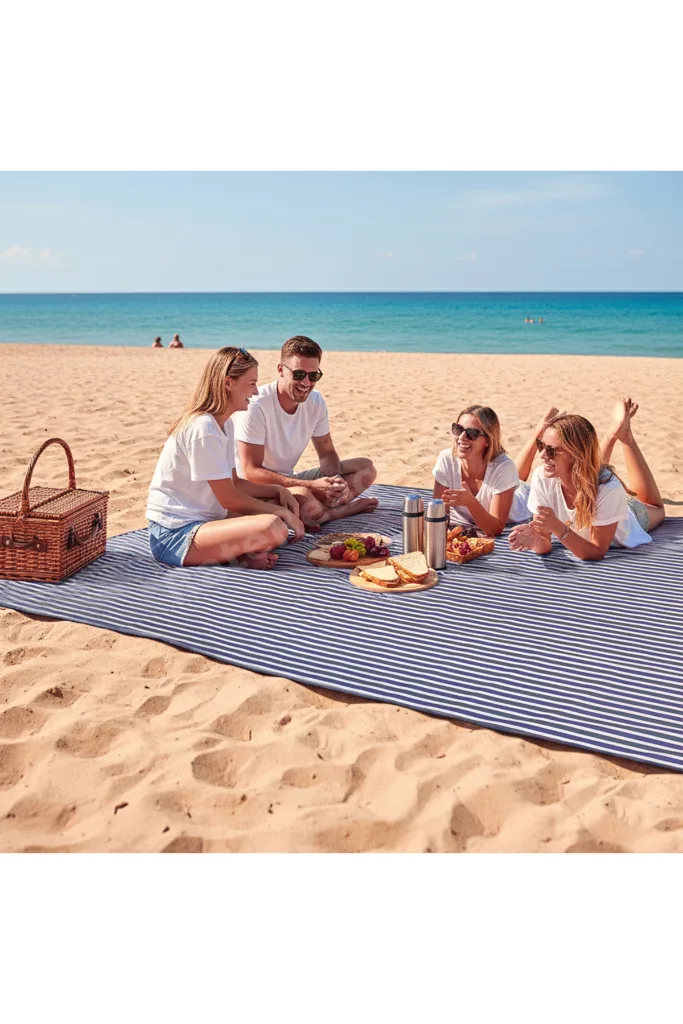 Piknik Örtüsü, Çanta Kamp Matı, Plaj Matı, Yer Örtüsü Outdoor,200x150cm - Etnik Kaplumbağa Bej
