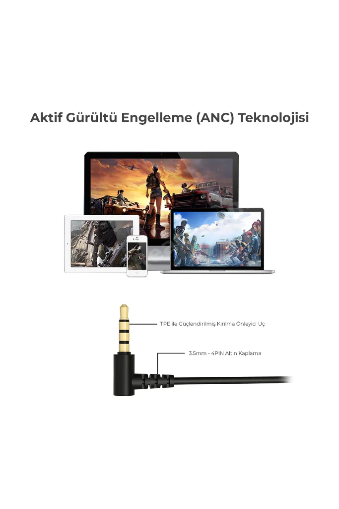 Ht105 Kablolu 3.5mm Jacklı Çıkartılabilir Mikrofonlu Kulak Içi Gaming Kulaklık Siyah
