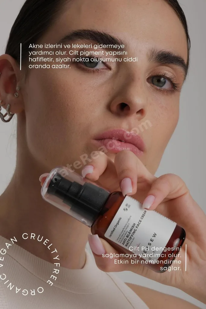 Organik Anti Blemish Akne / Leke İzi Giderici Matlaştırıcı Yüz Kremi 50 ml