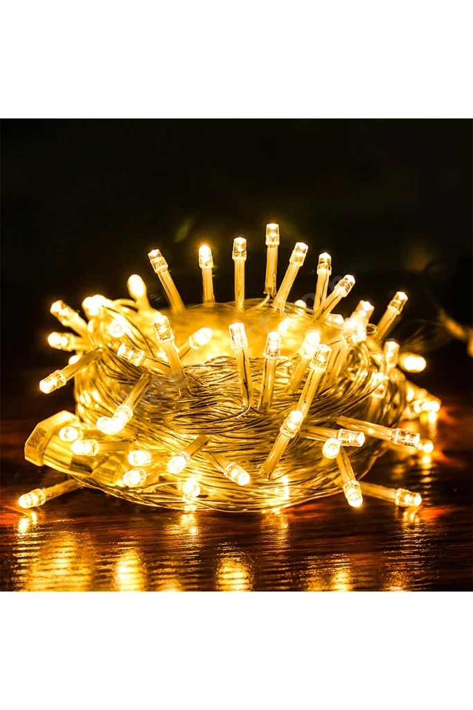 ® 10 Metre 100 Ledli 8 Fonksiyonlu Dekoratif Lambader Sarı Lamba