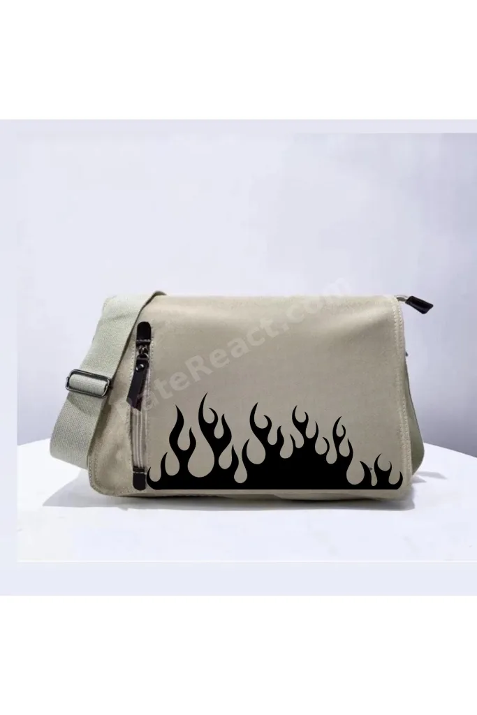 Flame Baskılı Unisex Bej Postacı Çantası