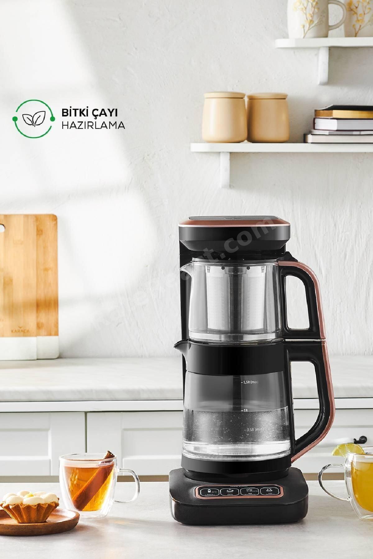 Çaysever Robotea Pro Connect 4 in 1 Konuşan Cam Çay Makinesi Rosegold
