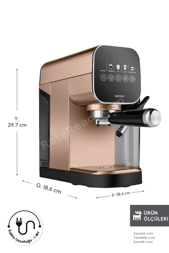 Mycaffee Barista S20 Entegre Süt Hazneli Otomatik Espresso ve Latte Makinesi Amber