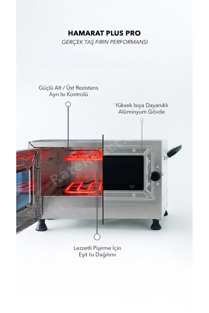 Hamarat Plus PRO Elektrikli Çift Rezistanslı Taş Fırın Bazlama, Pizza, Pide ve Lahmacun Fırını