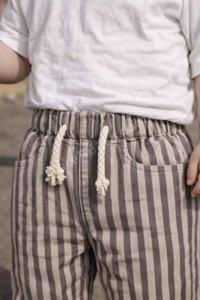 UNISEX BEBEK&ÇOCUK PAMUKLU HAM KOT ÇİZGİ BASKILI PANTOLON + BEZ ÇANTA