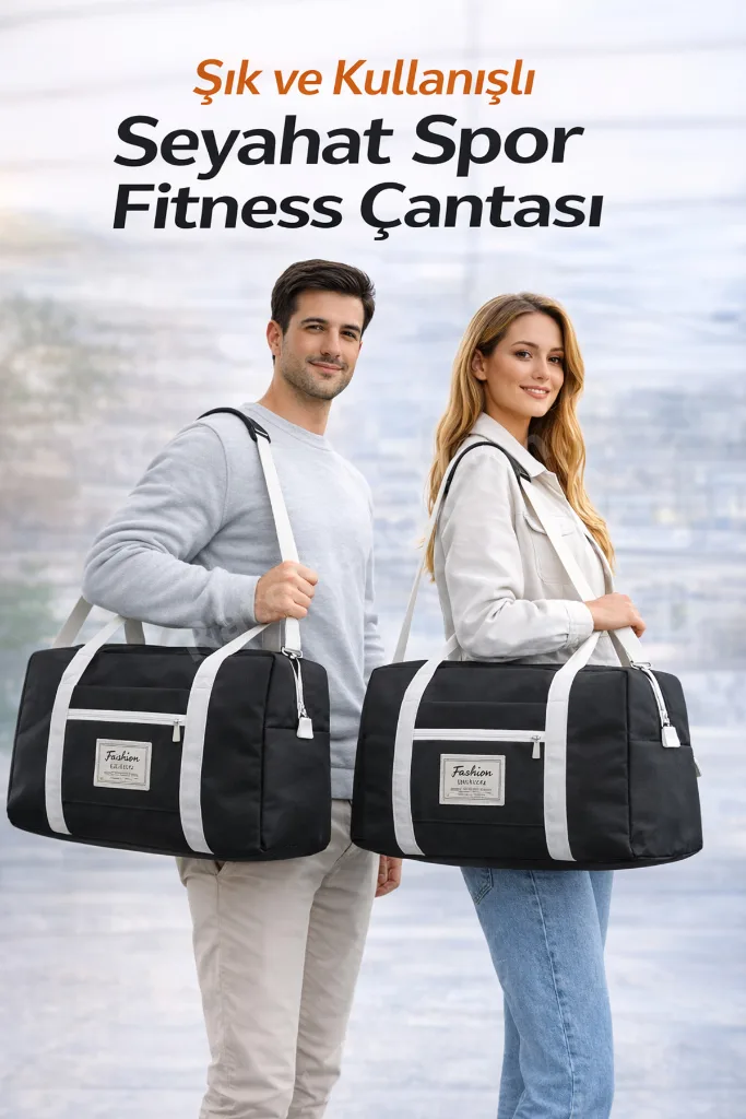 Unisex Önü Cepli Uzun Askılı Kadın Ve Erkek Kullanabilir Seyahat Fitness Ve Spor Çantası