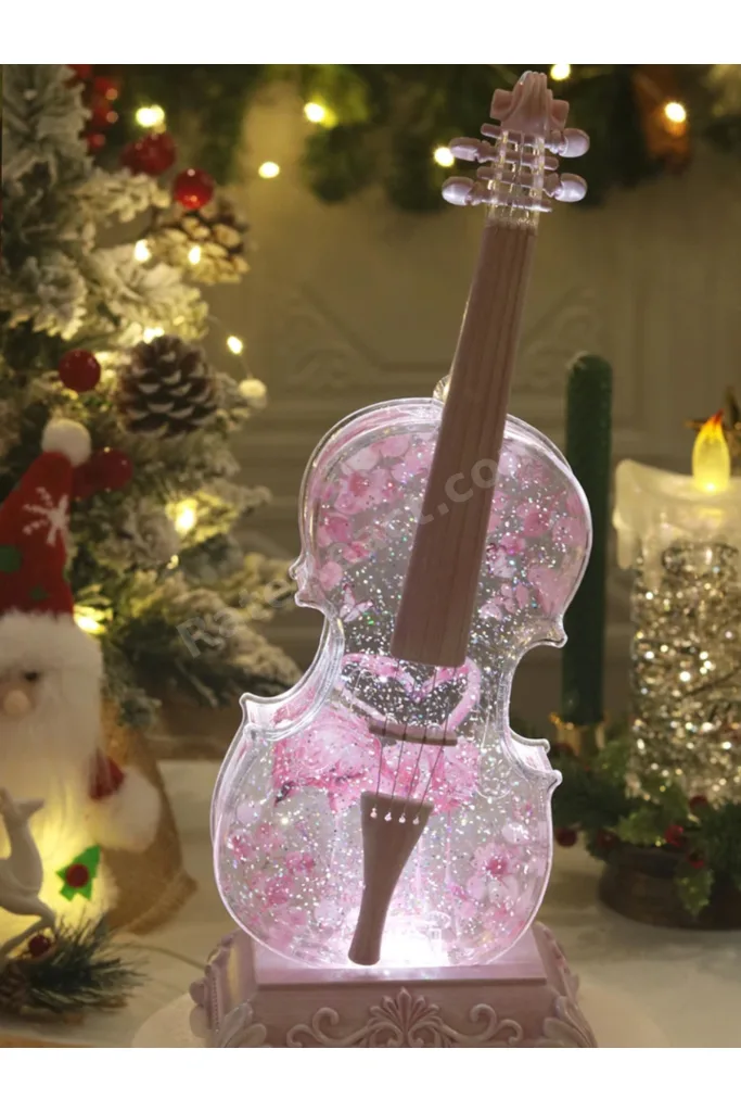 Keman Yüzen Kar Tanesi Müzik Kutusu ve  Bluetooth özelliği ile USB bağlantılı 37 cm
