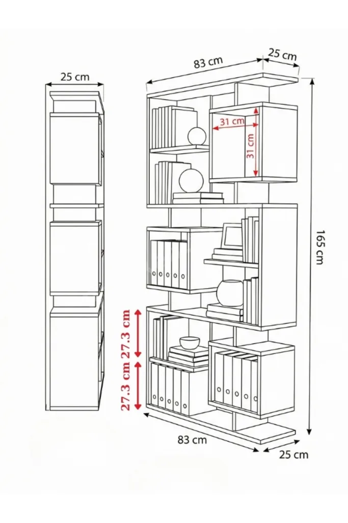 Premium MDF Ürün Modern Tasarım Labirent Kitaplık | Geometrik Dekoratif Salon Raf Ünitesi