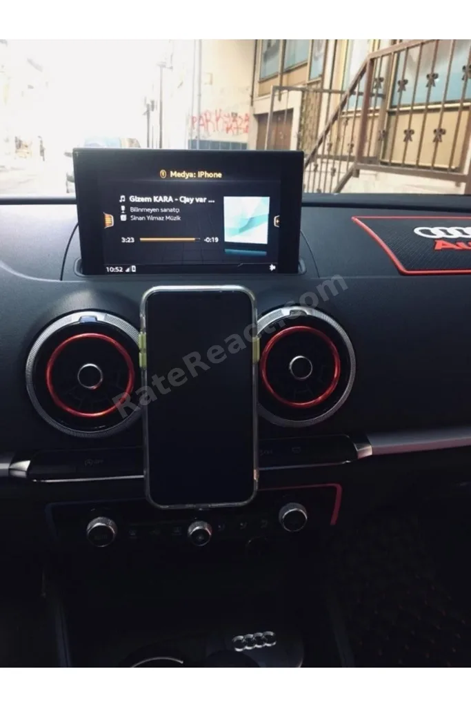 Audi A3 Uyumlu 8v Sline (2013-2020)siyah Mıknatıslı Telefon Tutucu %100 Kırılmaz Alüminyum Plaka