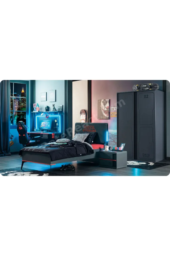 Arcade Genç Odası (2 Kapaklı Dolap (Lite) + 100*200 Karyola + Çalışma Masası)