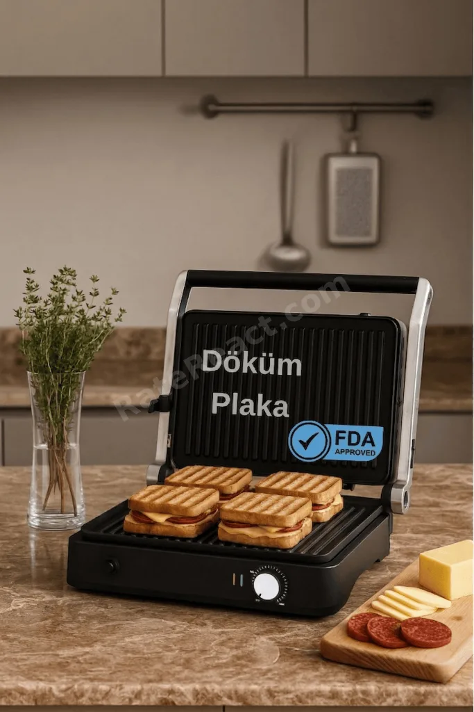 Primo Tost Makinesi | 2000W Güç | Yapışmaz Plaka | Yağ Hazneli Termostatlı Tost Makinası