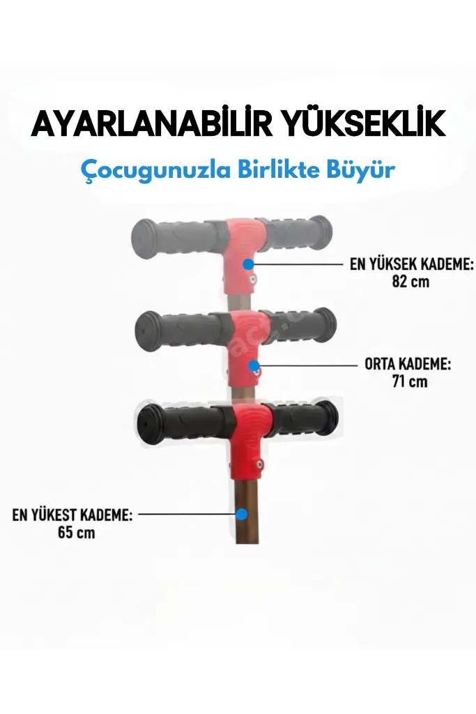 Toys Işıklı Silikon Jel Tekerlekli Ayarlanabilir Yükseklik Fonksiyonlu Çocuk Scooter