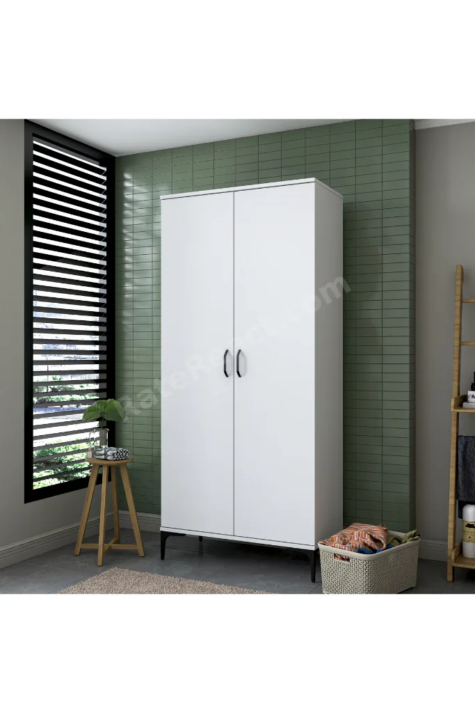 Rani KC104 Banyo Dolabı 2 Kapaklı 4 Raflı Çok Amaçlı Dolap Beyaz