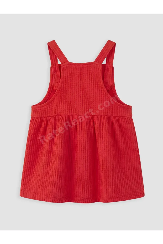 Kırmızı Kız Bebek Salopet Elbise ve Tişört