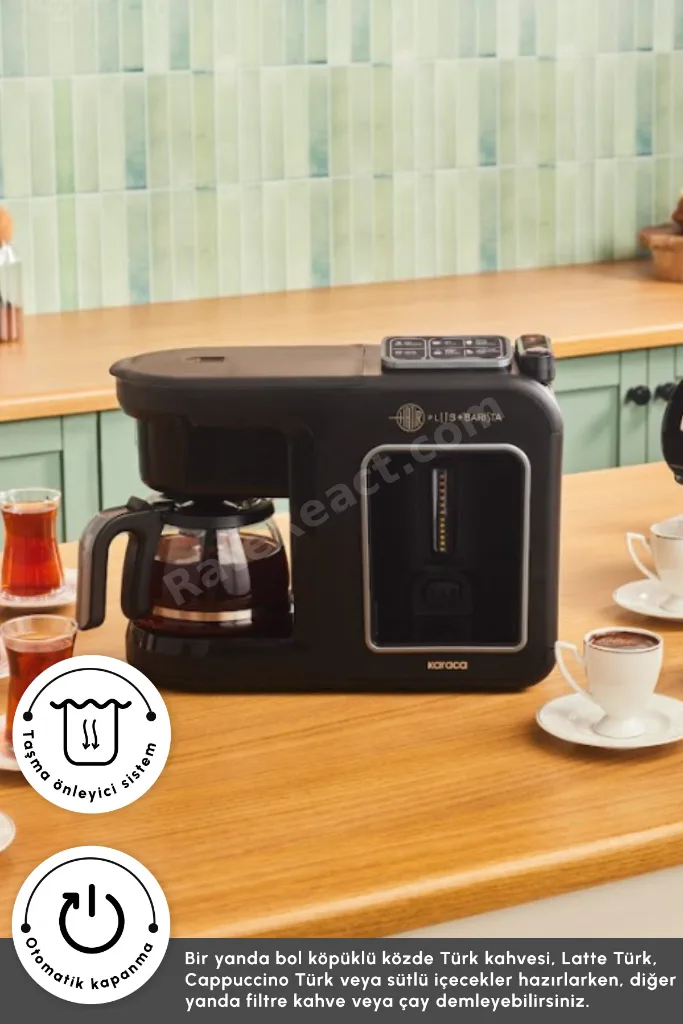 Hatır Plus Barista 6 In 1 Latte Cappucino ve Közde Türk Kahvesi Makinesi Black Silver