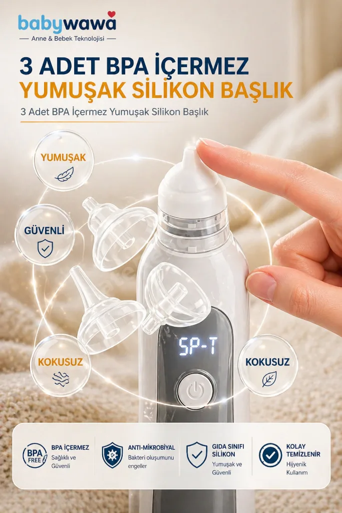 H-031 Şarjlı Kendini Temizleyen 5 Kademe Burun Aspiratörü 0-12 Yaş Işıklı Müzikli Nasal Aspiratör