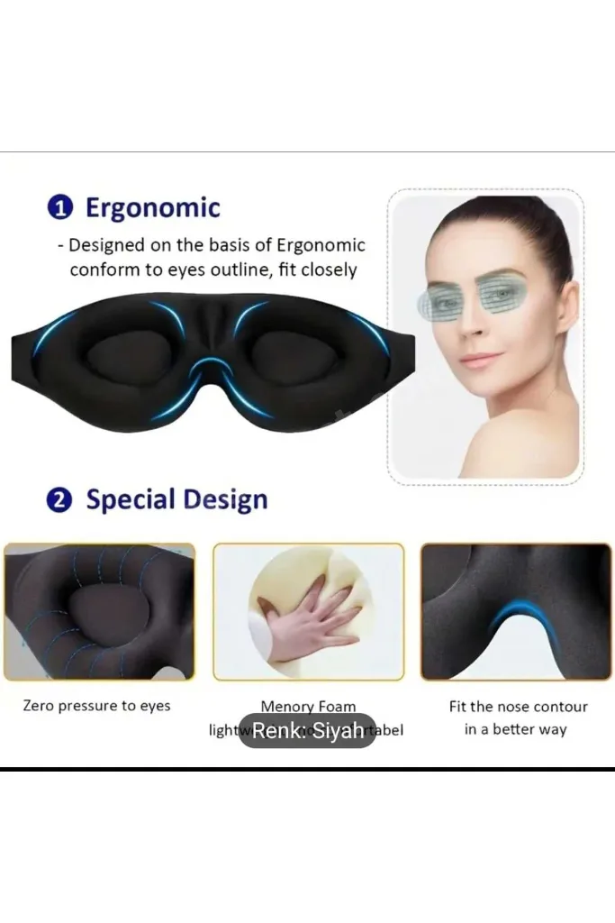 3D Uyku Göz Bandı Işığı %100 Engeller