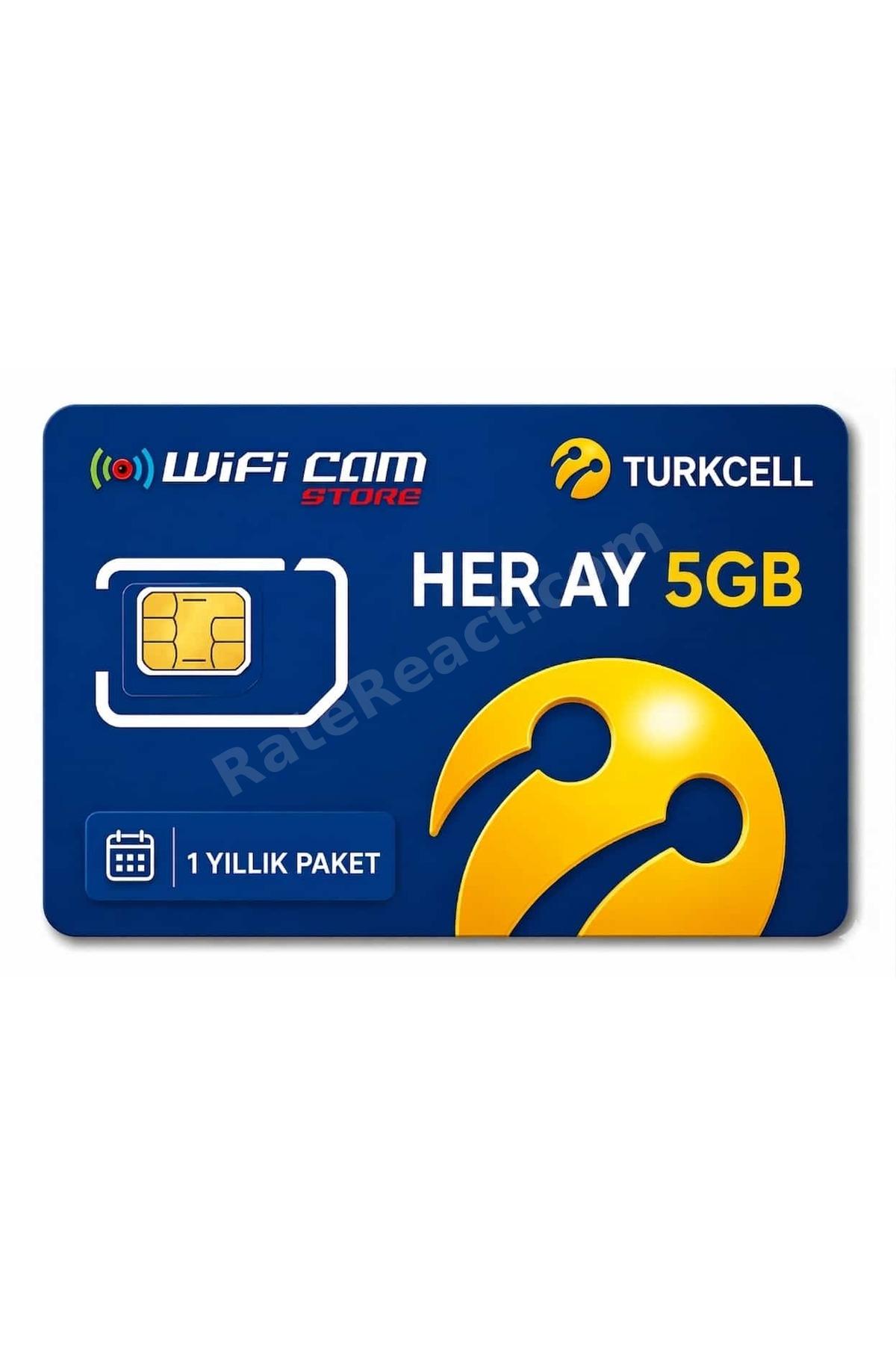Turkcell 4g Yıllık Data Sim Kart Her Ay 5gb 4G Tekli Kameralara Özel Hat