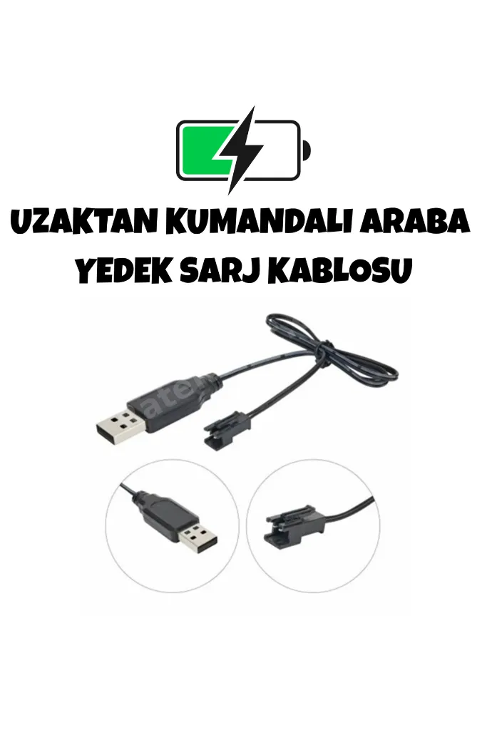 Yedek Sarj Pil batarya Kablosu Uzaktan Kumandalı Arabalar İçin 3.7v 14500 Li-on Siyah Soketli Oyuncak Araba