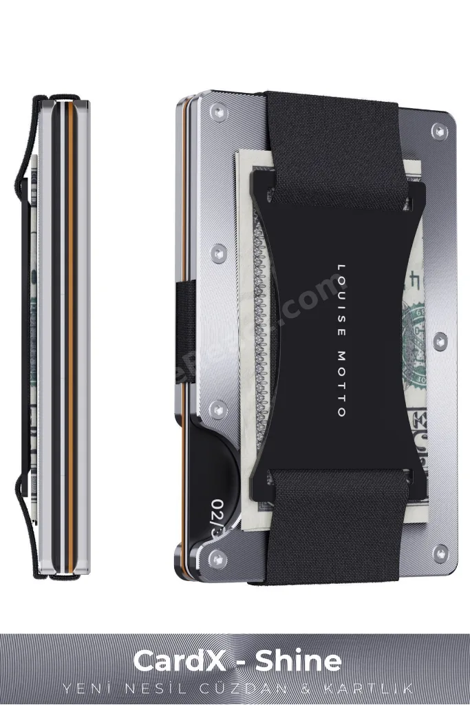 Cardx - Shine Strap - Yeni Nesil Minimalist Cüzdan, Kartlık - Rfid Blocking, Kadın & Erkek (GÜMÜŞ)